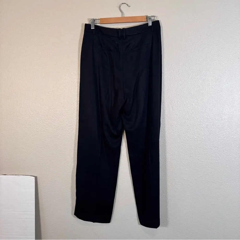 J Crew Black Straight Leg High Rise Trouser Dress Pants Womens 8 Preppy Office